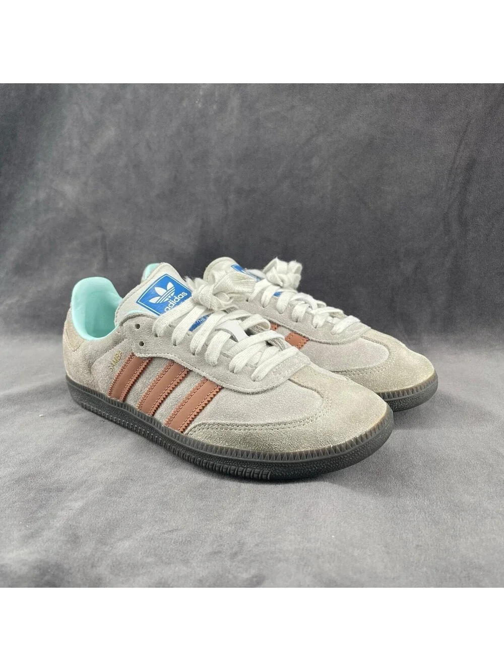 adidas Samba Men’s Size 7 Gray Suede Sneakers Gum Sole 2023